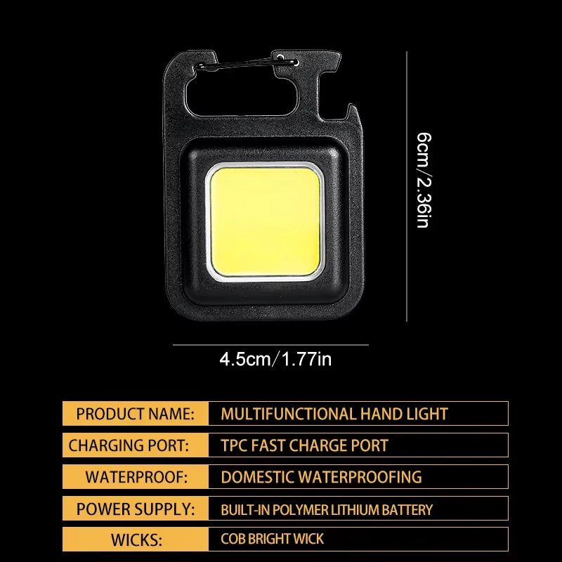 COB High Bright Portable Flashlight Multifunction Keychain Lamp Buit-in 500mAh Lithium Battery Waterproof Outdoor Torch Lantern