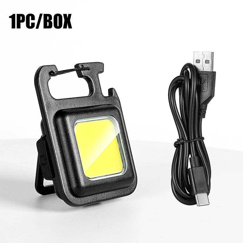 COB High Bright Portable Flashlight Multifunction Keychain Lamp Buit-in 500mAh Lithium Battery Waterproof Outdoor Torch Lantern