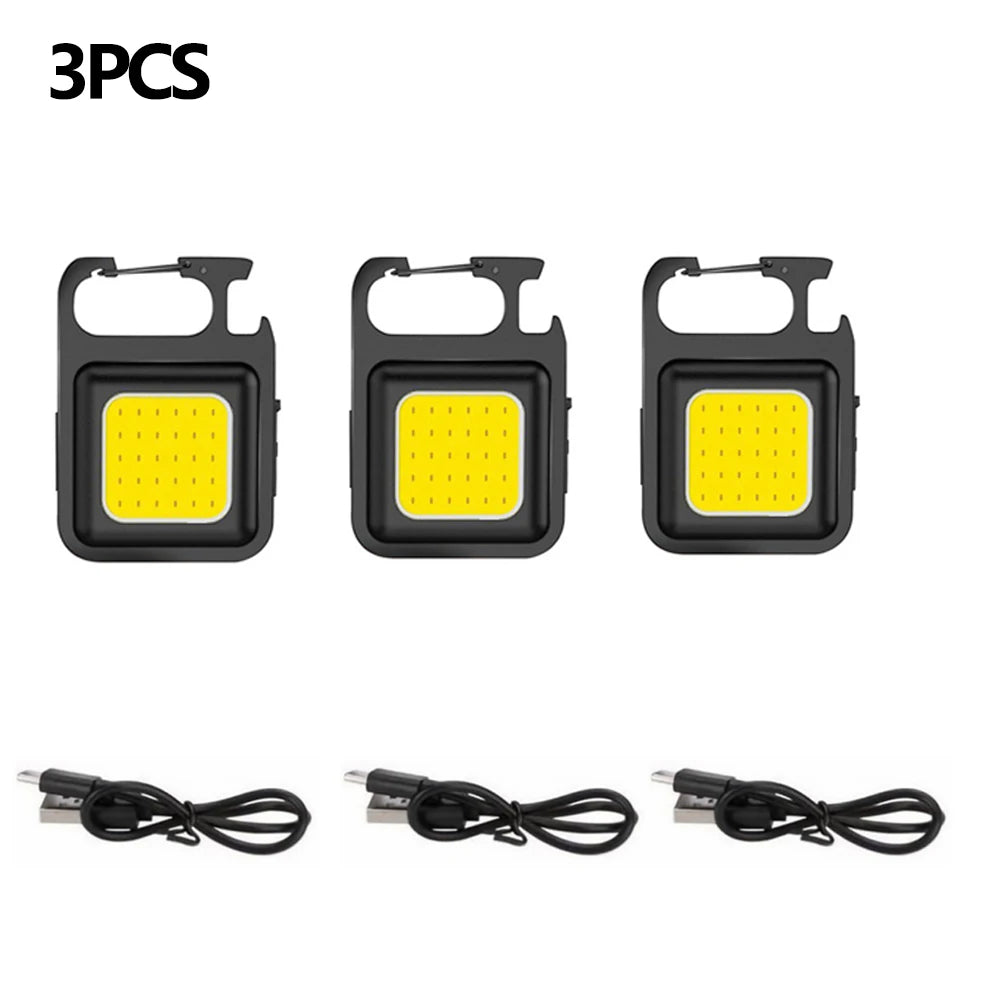 COB High Bright Portable Flashlight Multifunction Keychain Lamp Buit-in 500mAh Lithium Battery Waterproof Outdoor Torch Lantern