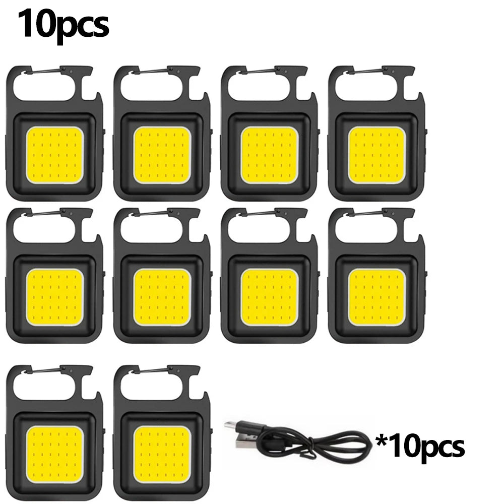 COB High Bright Portable Flashlight Multifunction Keychain Lamp Buit-in 500mAh Lithium Battery Waterproof Outdoor Torch Lantern