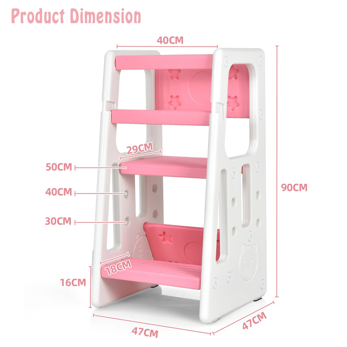 NNECW Kids Step Learning Stool with Double Safety Rails for Baby