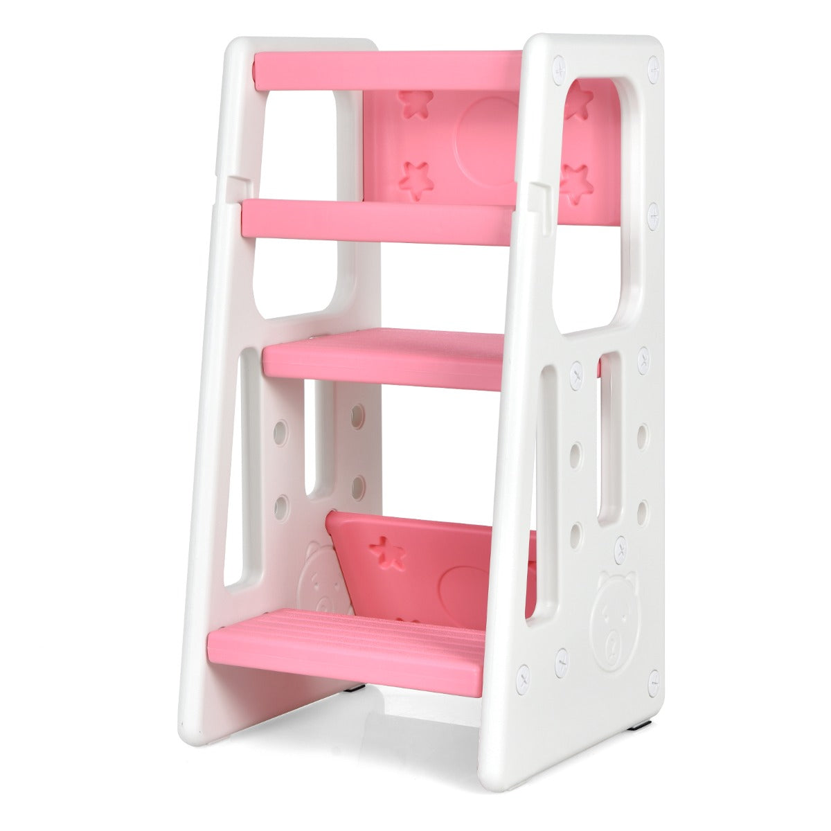 NNECW Kids Step Learning Stool with Double Safety Rails for Baby